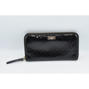 Kate Spade New York Neda Mofro Black Patent Leather Zip Around Large Wallet